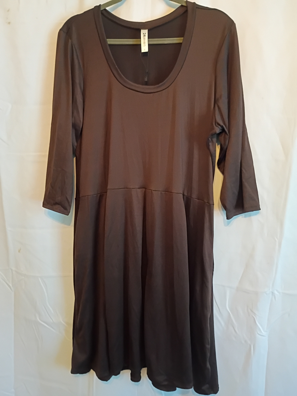 24/7 Comfort Apparel Brown Scoop Neck Long Sleeve Dress Size 1x